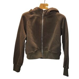 Trendy Queen Olive Green Cowl Cozy Zip Up Hoodie Jacket Thumbhole Women Size L